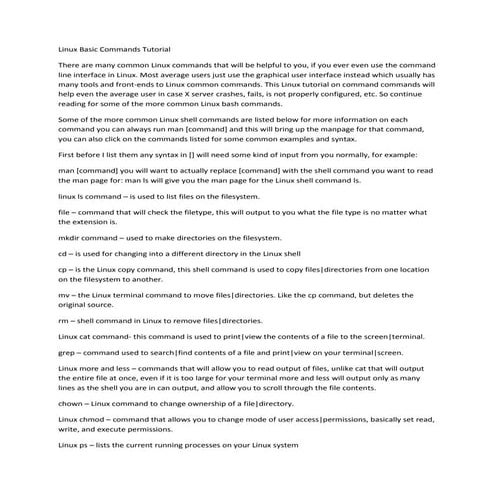 Linux basic commands tutorial | DOCX