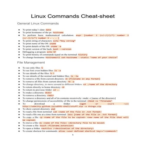 Linux Commands - Cheat Sheet | PDF