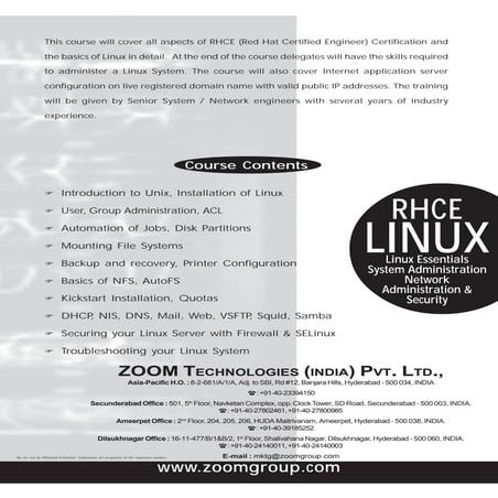 Linux course details | PDF | Operating Systems | Computer Software and ...