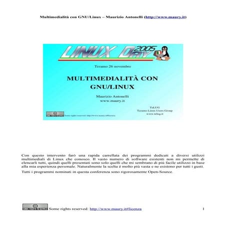 LinuxDay 2005 - Multimedialità con Linux - trascrizione