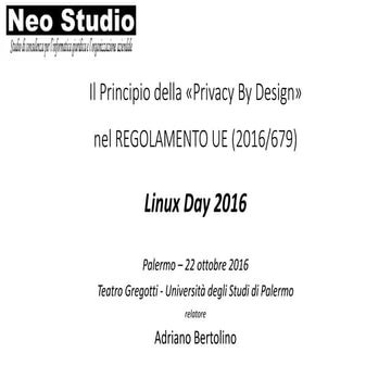 Privacy by Design nel Regolamento UE 2016/679 (GDPR)