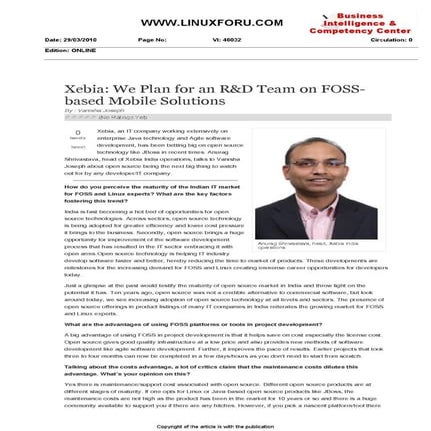 Xebia: We Plan for an R&D Team on FOSS-based Mobile Solutions