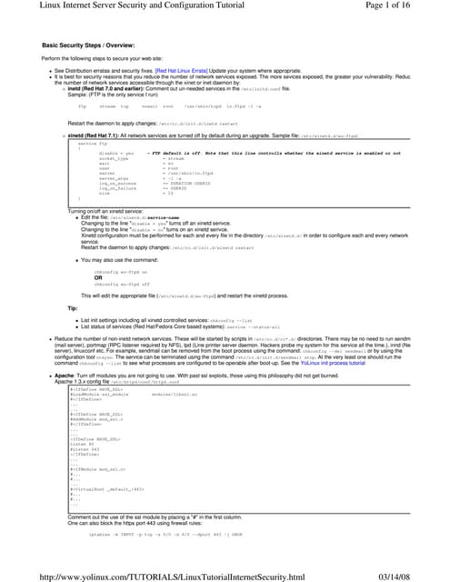 Linux internet server security and configuration tutorial