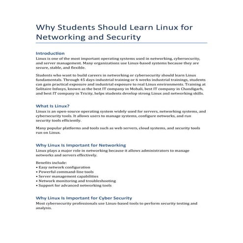 Why Linux Is Crucial for Hackers and Cyber Security Experts | DOCX