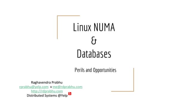 Linux NUMA & Databases: Perils and Opportunities