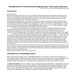 Reverse Engineering in Linux - The ...