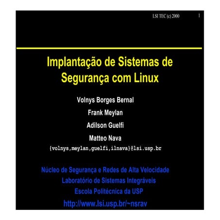 Implatação de Sistemas de Segurança com Linux