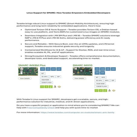 Linux Support for SMARC: How Toradex Empowers Embedded Developers