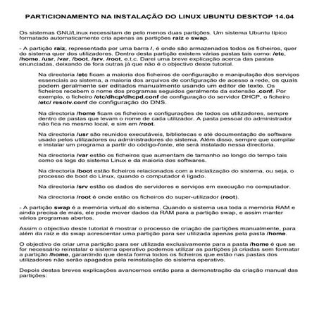 Linux Ubuntu 14.04 Desktop - Particoes