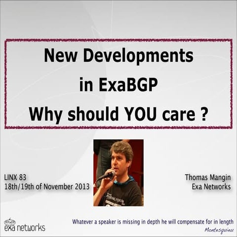 LINX 83  ExaBGP as a route server ?