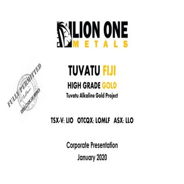 Lion One Metals January 2020 Presentation