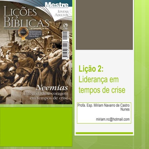 Lição 2: Liderança em tempos de crise | PPTX