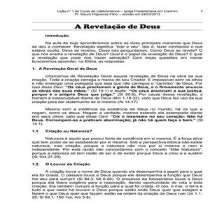 Lição 2   Revelação de Deus