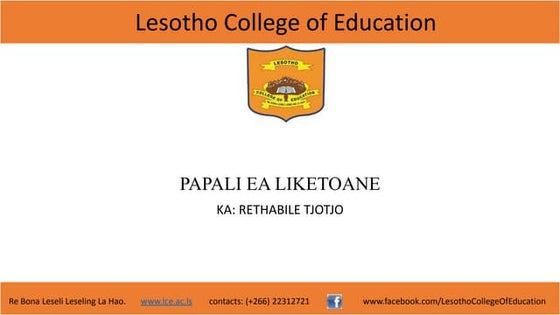 LEBOLLO LA SESOTHO LA BASHEMANE | PPT