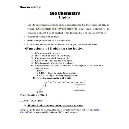 Lipid bio chemistry