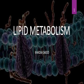 LIPID METABOLISM (Anabolism and Catabolism)