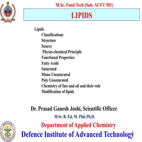 Lipids and building blocks of life in the food system