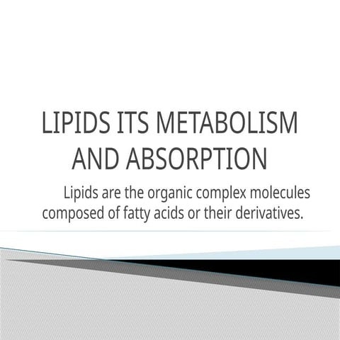 Lipid metabolism - Lipolysis, Beta Oxidation of fatty acids | PDF