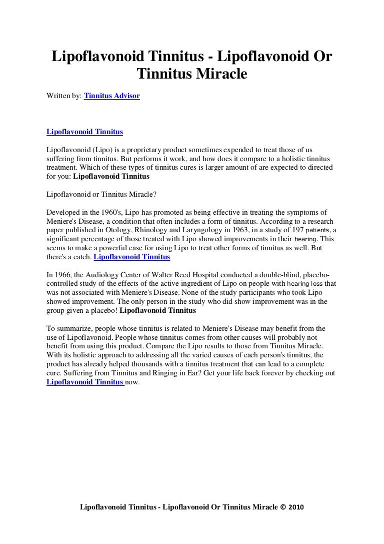 Lipoflavonoid Tinnitus Lipoflavonoid Or Tinnitus Miracle