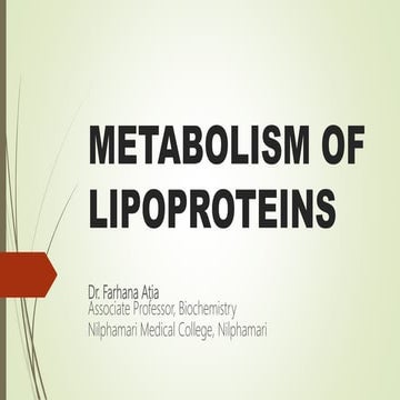 Lipoproteins Metabolism