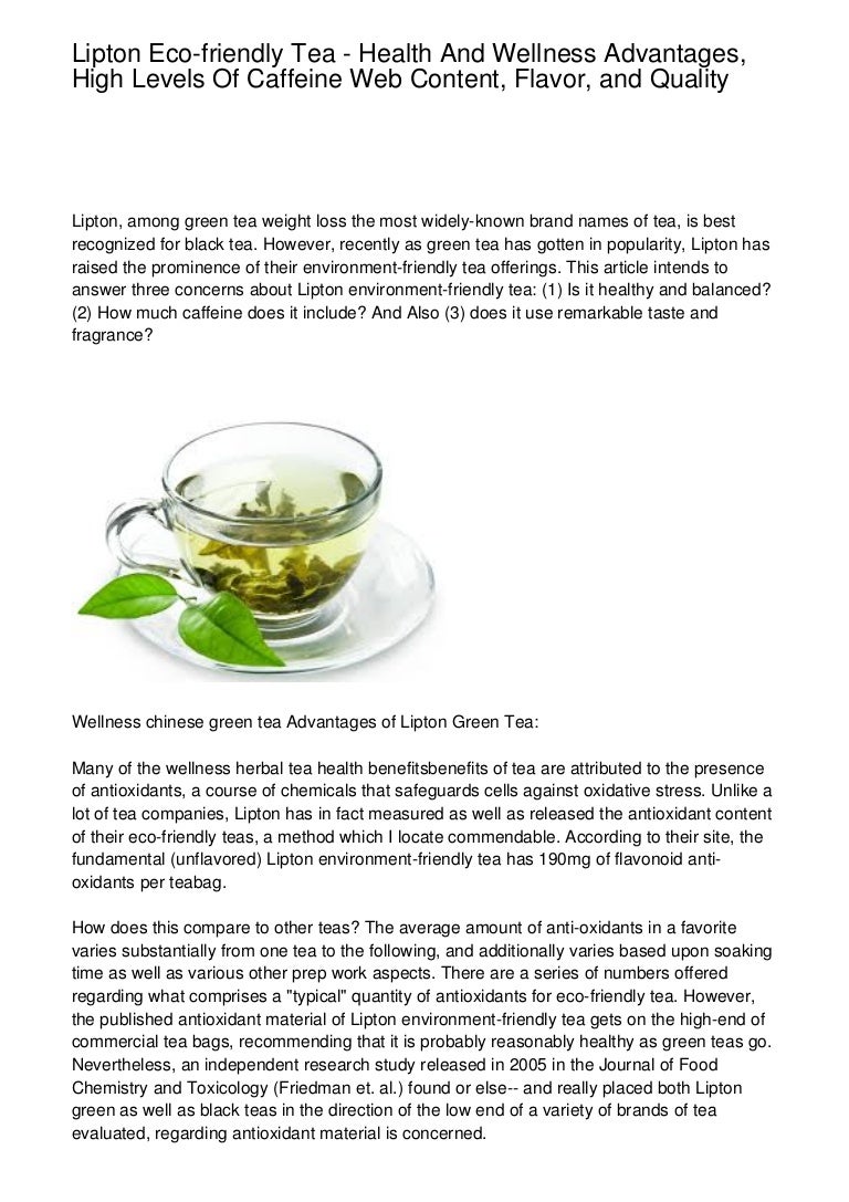 Lipton Ecofriendly Tea Health And Wellness Advantages, High Levels…