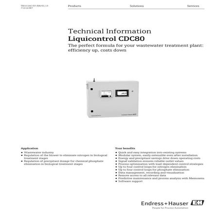 Liquicontrol cdc80 endress+hauser datasheet