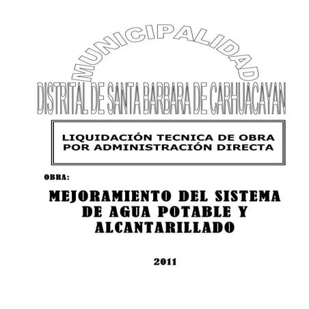 Liquidacion carhuacayan agua potable