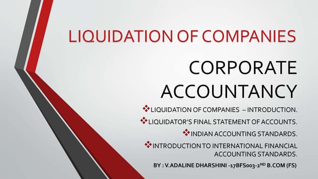 LIQUIDATION OF COMPANIES