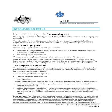 Liquidation a guide for employees | PDF