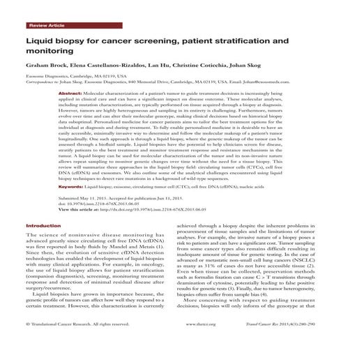 Liquid Biopsy Cancer Prevention and Monitoring