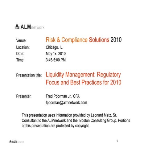 Liquidity May 2010 Fiserv Poorman