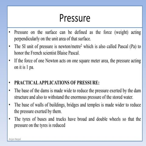 Liquid pressure chapter SEE Science Nepal