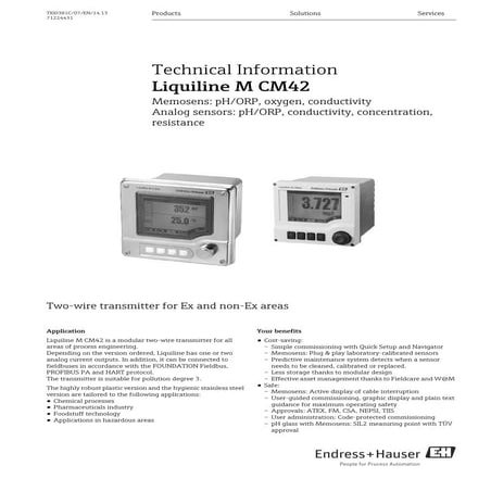 Liquiline cm42 endress+hauser datasheet