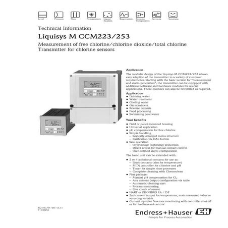 Liquisys m ccm223 ccm253 endress+hauser datasheet-chlorine transmitter