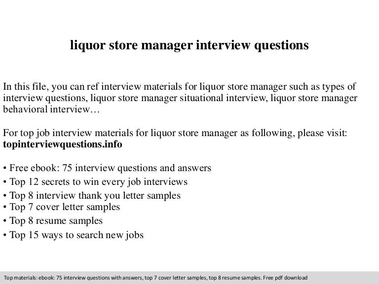 Liquor Store Manager Interview Questions