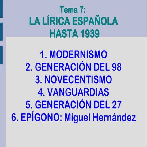 Lírica siglo XX presentación 