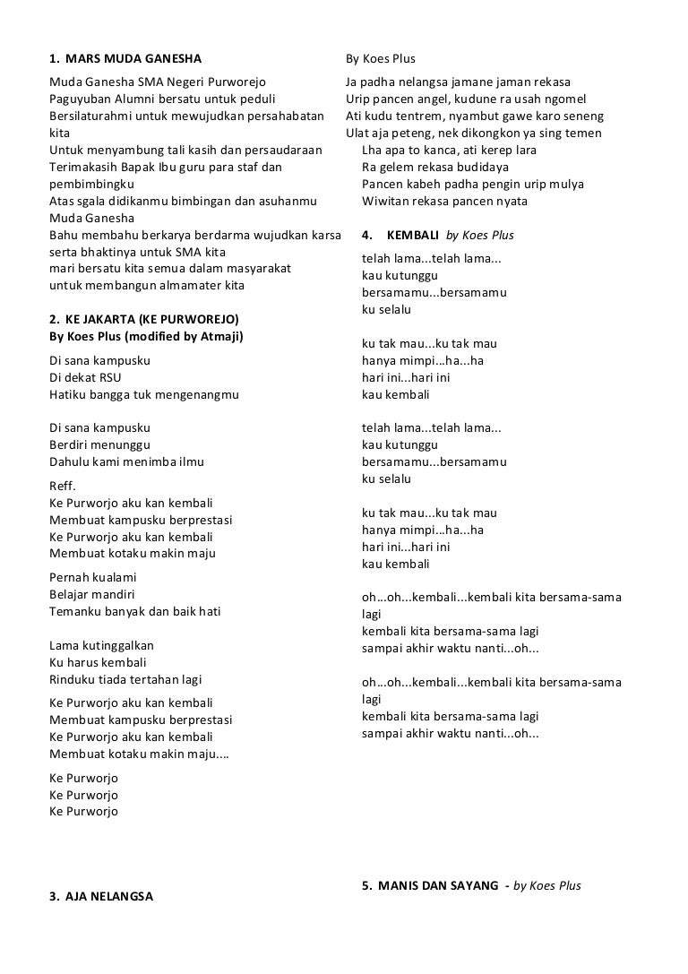 Lirik lagu koes plus 1432 h