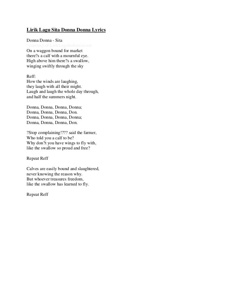 Lirik Lagu Sita Donna Donna Lyrics