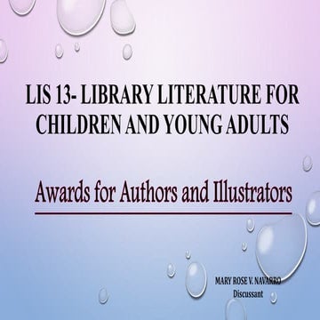 Lis 13  library literature for children and young awards-forauthors and illus...