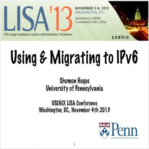 IPv6 Tutorial; USENIX LISA 2013