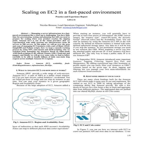 Scaling on EC2 in a fast-paced environment (LISA'11 - Full Paper)