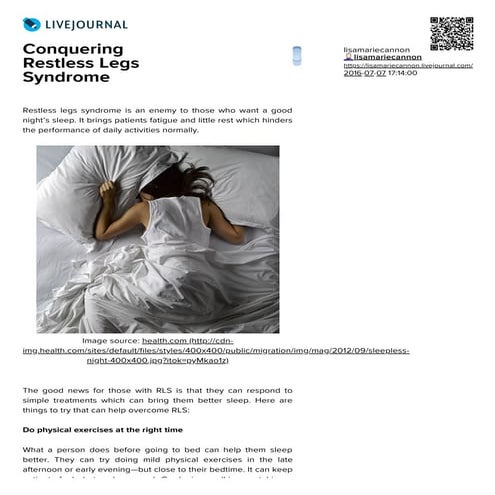 Restless legs syndrome | PPTX