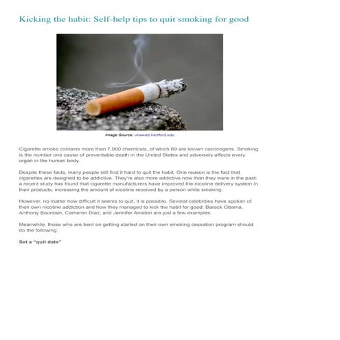 Kicking the habit: Self-help tips to quit smoking for good