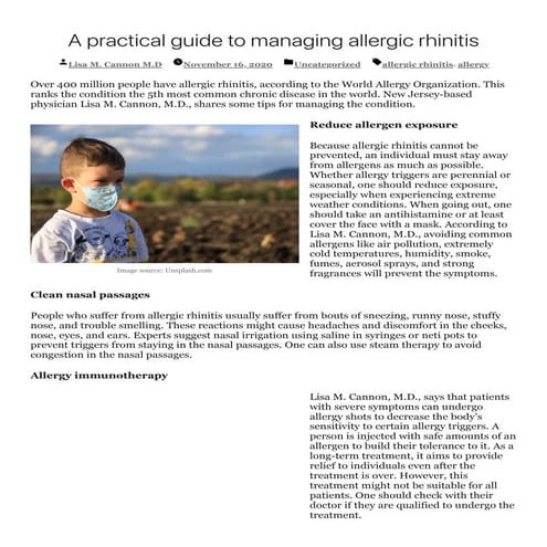 A practical guide to managing allergic rhinitis