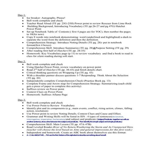 Lisa's week one lesson plans