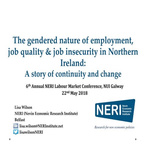 Lisa Wilson, The gendered nature of job quality and job insecurity