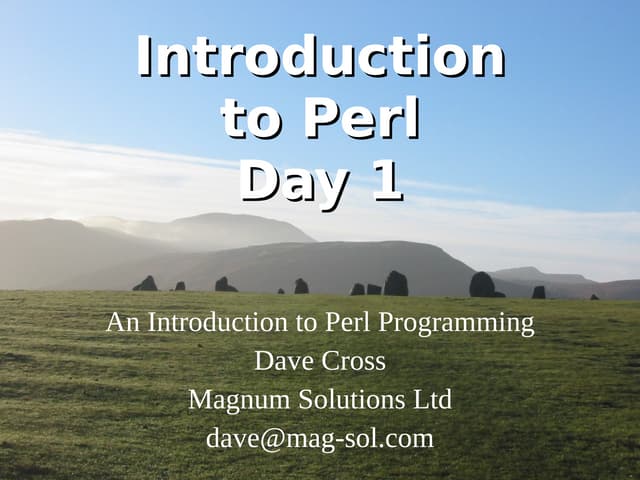 Introduction to Perl - Day 1