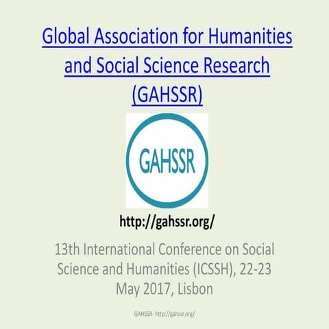 13th International Conference on Social Science and Humanities (ICSSH), 22-23...