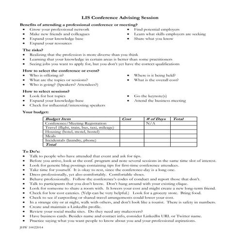 Advice on an attending an LIS conference