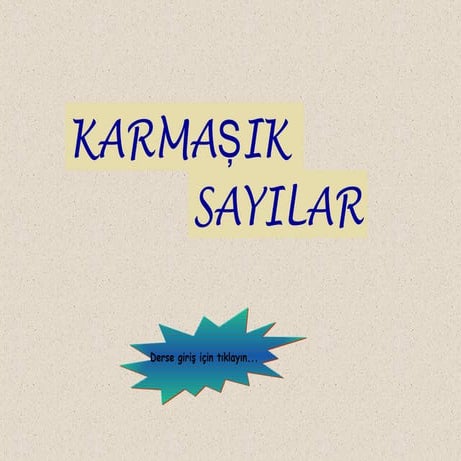 LİSE - Karmaşık Sayılar 1